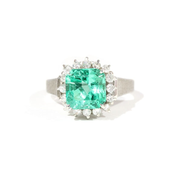 Emerald Ring Platinum Vintage Jewelry JEM-897-1