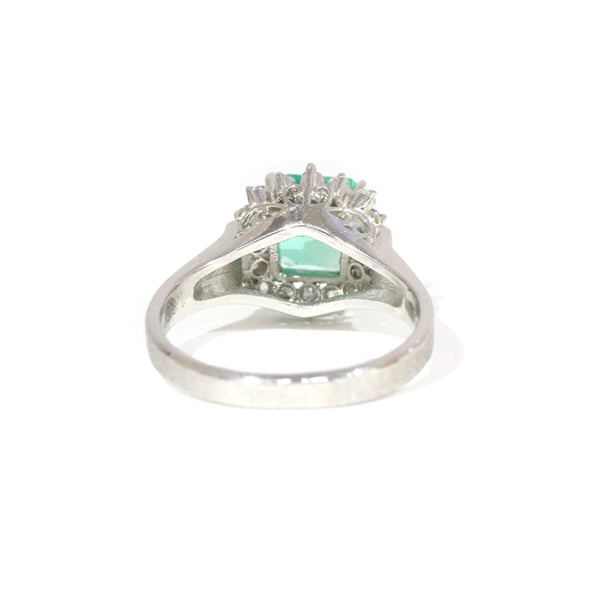 Emerald Ring Platinum Vintage Jewelry JEM-897-1