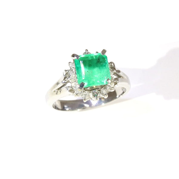 Emerald Ring Platinum Vintage Jewelry JEM-J002-4