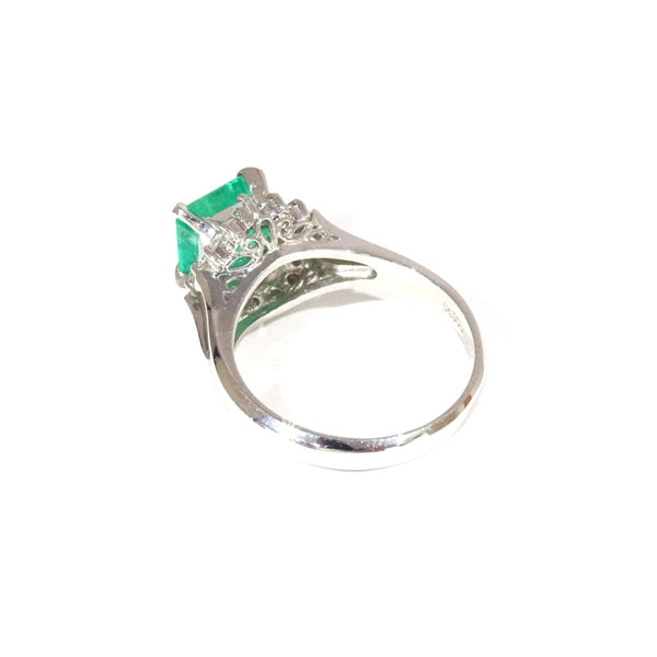 Emerald Ring Platinum Vintage Jewelry JEM-J002-4