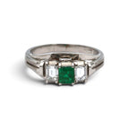 Emerald Ring Platinum PT900 Vintage Jewelry Estate Jewelry Japan JEM-J004-8