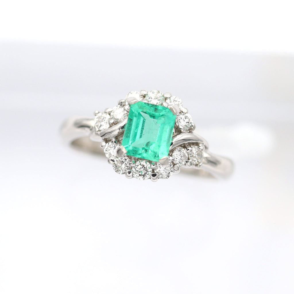 エメラルド リング プラチナ PT900 ヴィンテージ ジュエリー Estate Jewelry Japan JEM-J017-7