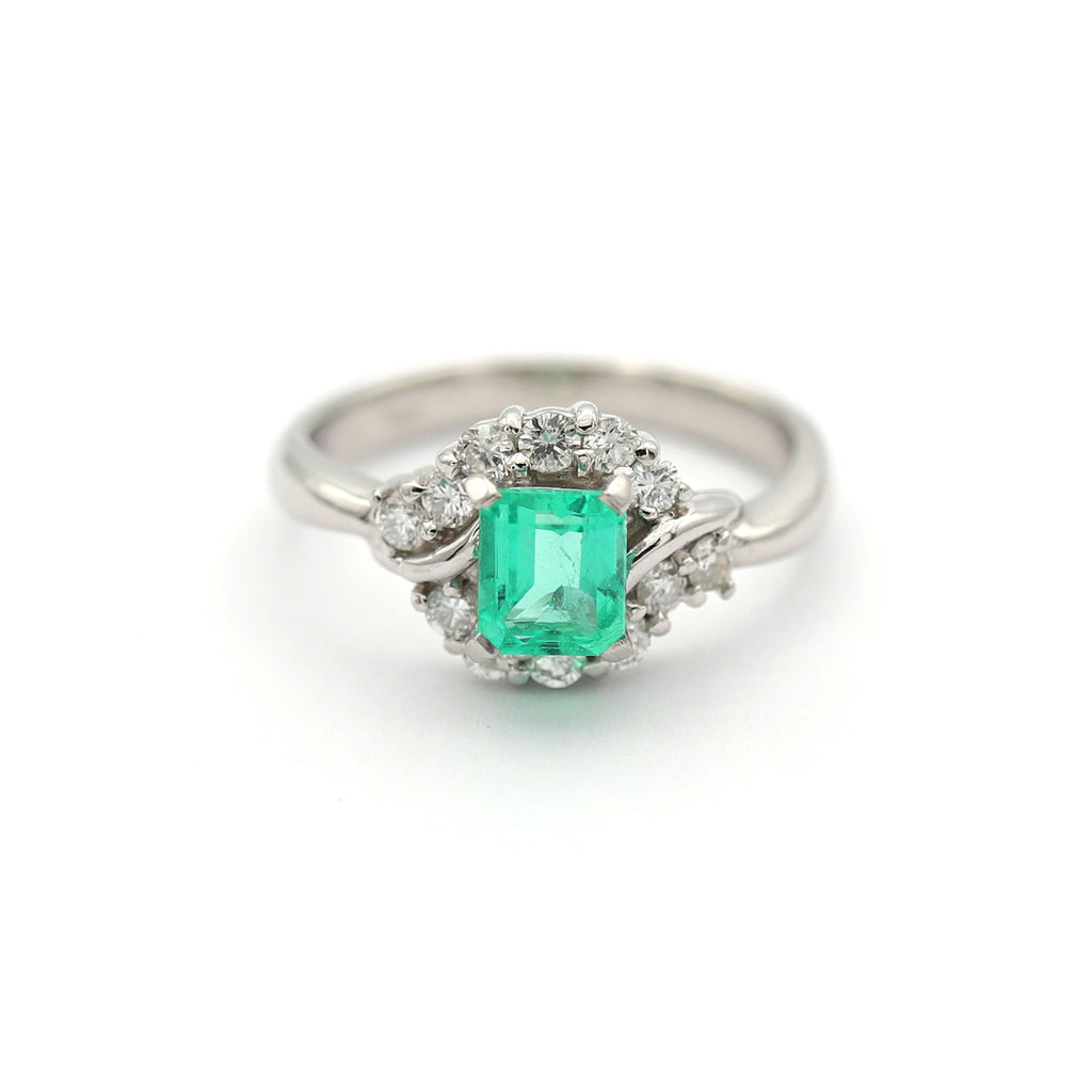 エメラルド リング プラチナ PT900 ヴィンテージ ジュエリー Estate Jewelry Japan JEM-J017-7