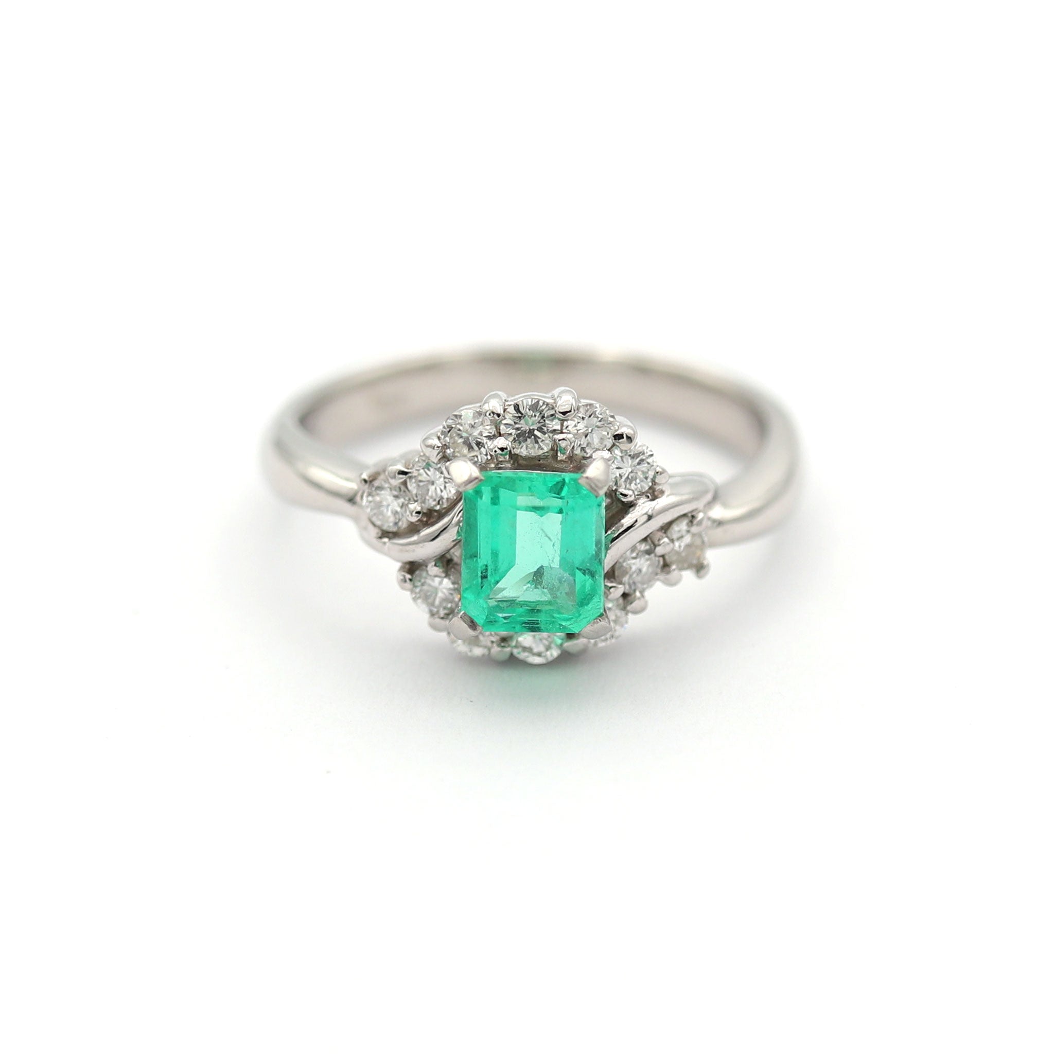 エメラルド リング プラチナ PT900 ヴィンテージ ジュエリー Estate Jewelry Japan JEM-J017-7