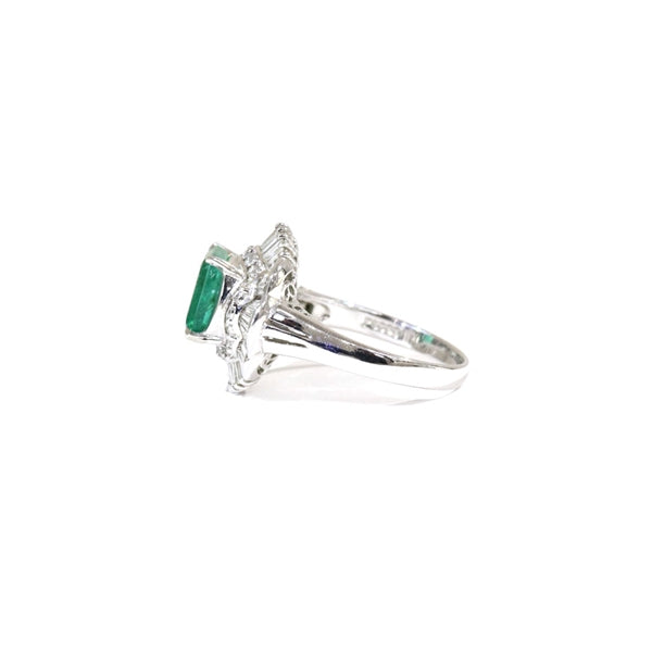 Emerald Ring Platinum Vintage Jewelry Diamond JEM-J037-5
