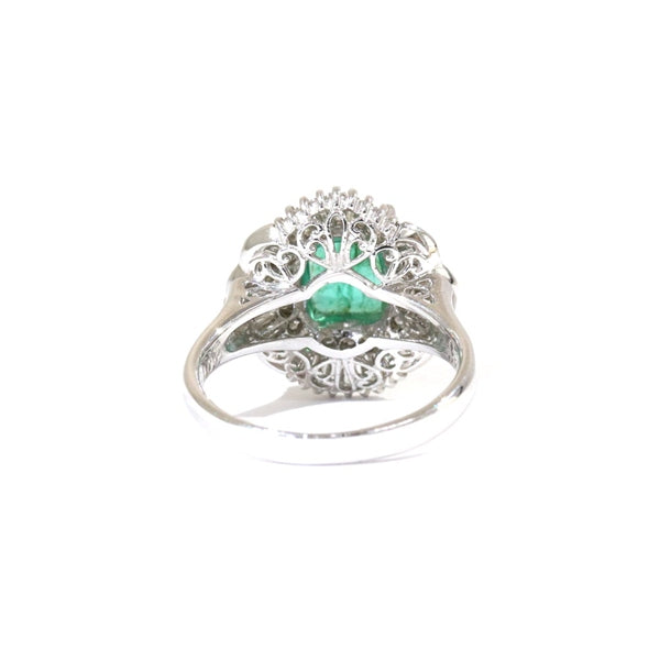 Emerald Ring Platinum Vintage Jewelry Diamond JEM-J037-5