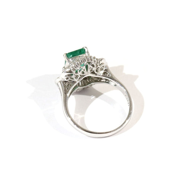 Emerald Ring Platinum Vintage Jewelry Diamond JEM-J037-5