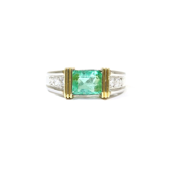 エメラルド リング 指輪 プラチナ ヴィンテージ ジュエリー ダイヤモンド JEM-J038-1