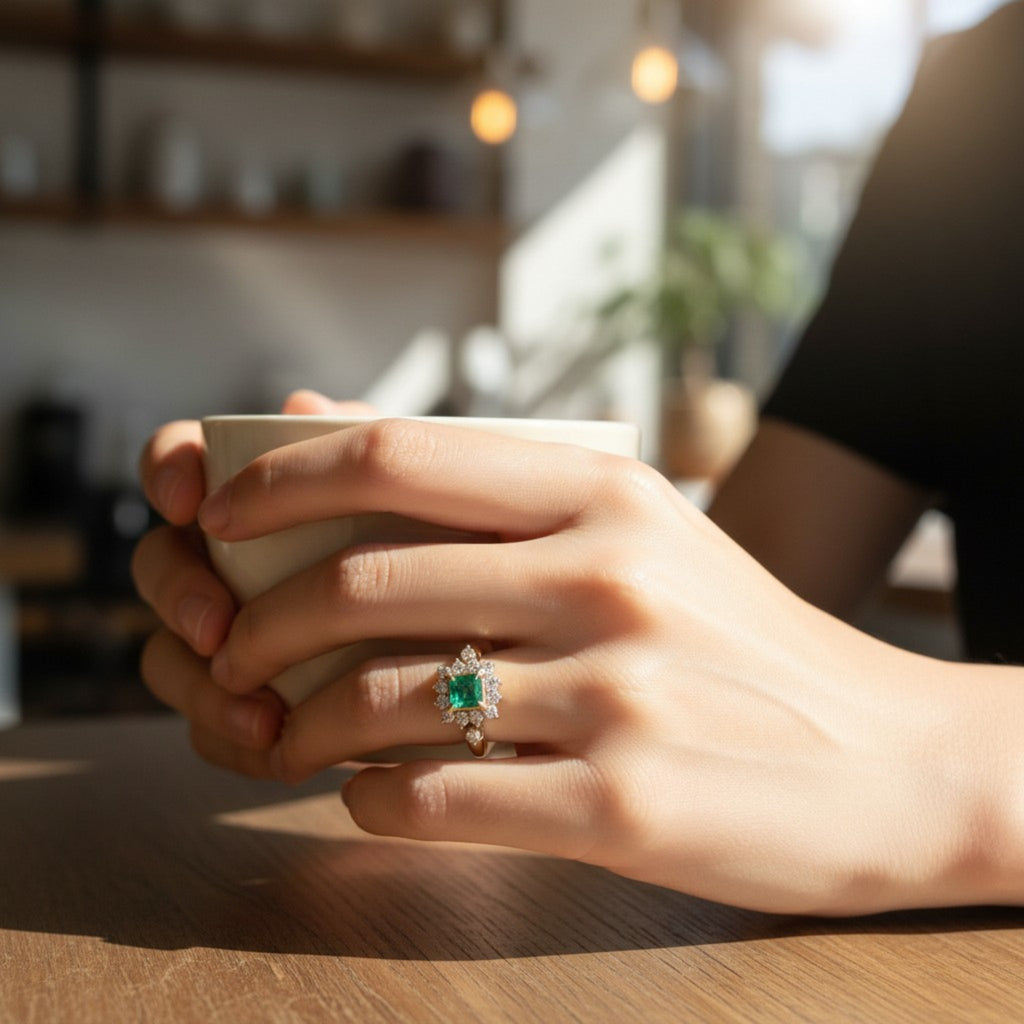 エメラルド リング ゴールド K18 ヴィンテージ ジュエリー Estate Jewelry Japan JEM-J038-5