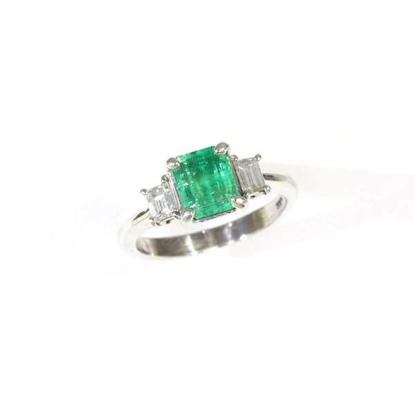 Emerald Ring Platinum Vintage Jewelry Diamond JEM-J039-9