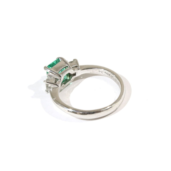 Emerald Ring Platinum Vintage Jewelry Diamond JEM-J039-9