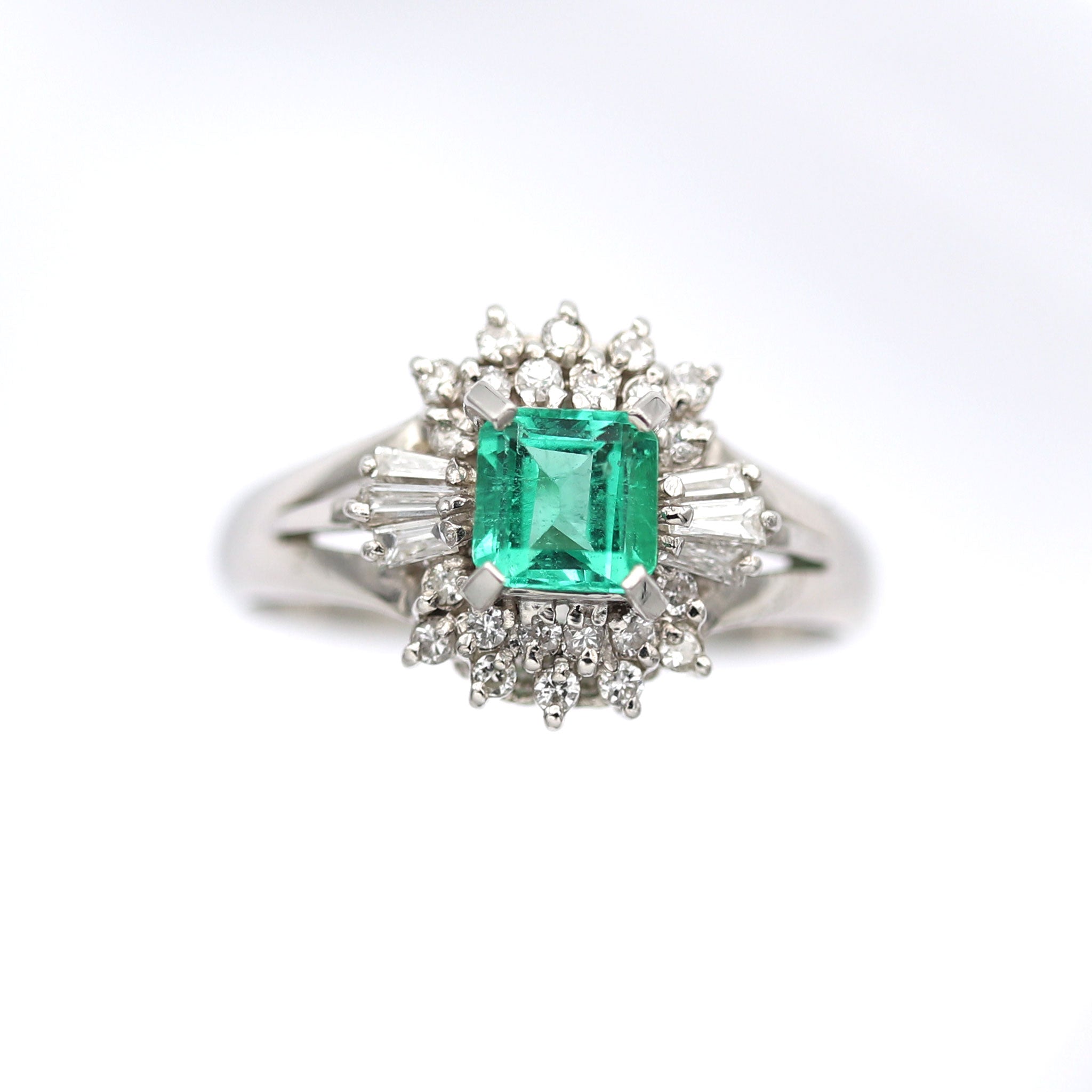 エメラルド リング プラチナ PT900 ヴィンテージ ジュエリー Estate Jewelry Japan JEM-J040-1