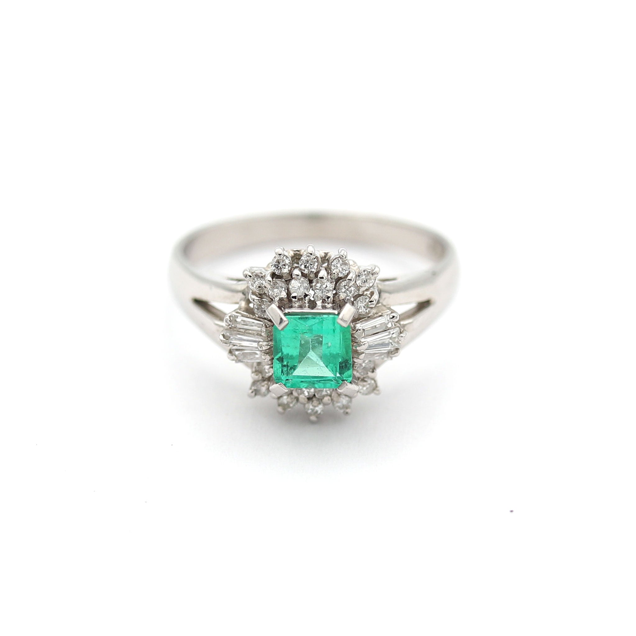 エメラルド リング プラチナ PT900 ヴィンテージ ジュエリー Estate Jewelry Japan JEM-J040-1