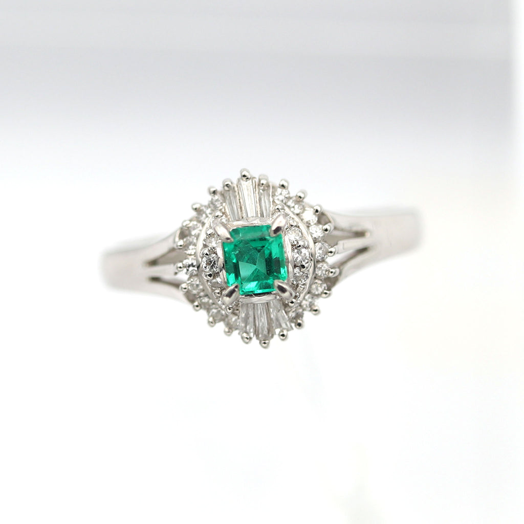エメラルド リング プラチナ PT900 ヴィンテージ ジュエリー Estate Jewelry Japan JEM-713-2