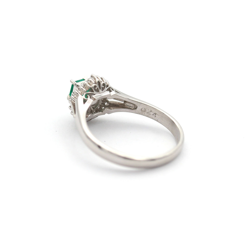 エメラルド リング プラチナ PT900 ヴィンテージ ジュエリー Estate Jewelry Japan JEM-713-2