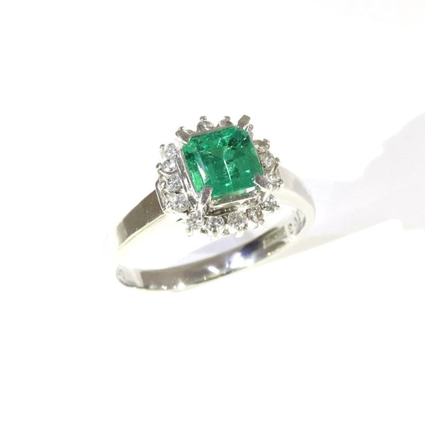 Emerald Ring Platinum Vintage Jewelry JEM-J106-2