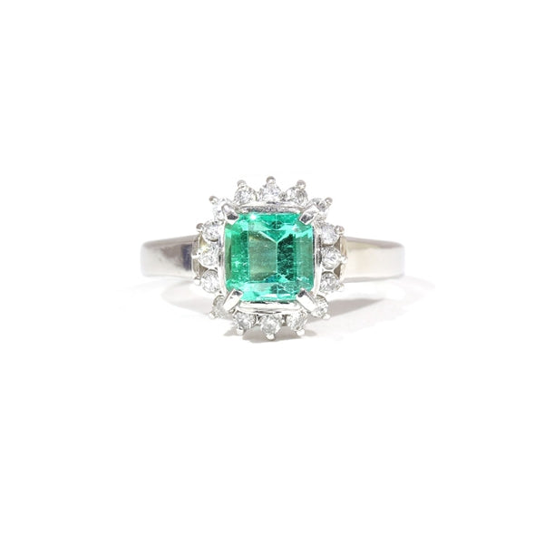 Emerald Ring Platinum Vintage Jewelry JEM-J106-2