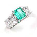 エメラルド リング Pt900 1.61ct ダイヤモンド 0.72ct ヴィンテージ ジュエリー JEM-SN-1