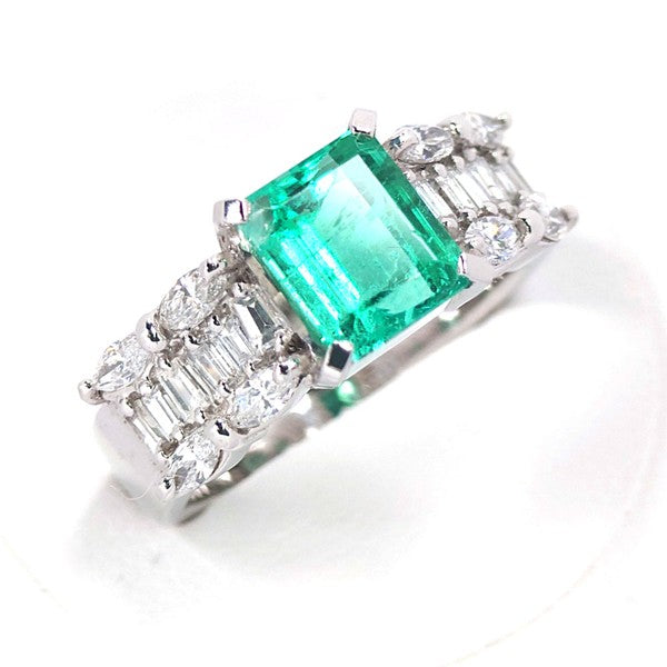 エメラルド リング Pt900 1.61ct ダイヤモンド 0.72ct ヴィンテージ ジュエリー JEM-SN-1
