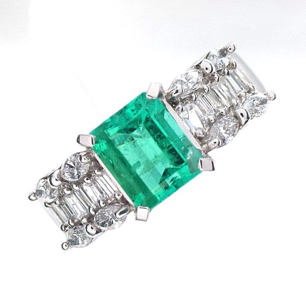 エメラルド リング Pt900 1.61ct ダイヤモンド 0.72ct ヴィンテージ ジュエリー JEM-SN-1