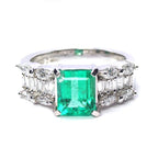 エメラルド リング Pt900 1.61ct ダイヤモンド 0.72ct ヴィンテージ ジュエリー JEM-SN-1