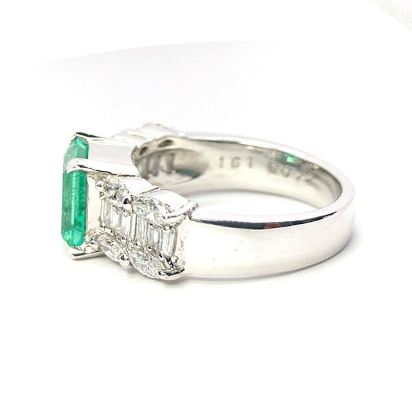 エメラルド リング Pt900 1.61ct ダイヤモンド 0.72ct ヴィンテージ ジュエリー JEM-SN-1