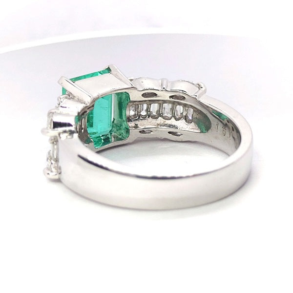 エメラルド リング Pt900 1.61ct ダイヤモンド 0.72ct ヴィンテージ ジュエリー JEM-SN-1