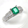 エメラルド リング Pt900  0.94ct ダイヤモンド 0.34ct ヴィンテージ ジュエリー JEM-SN-3