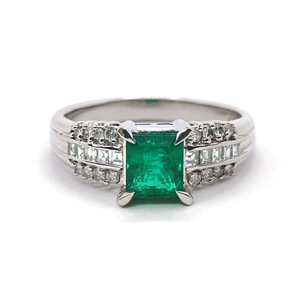 インドジュエリー　エメラルド　リング Emerald Ring Pt900 0.94ct Diamond 0.34ct Vintage Jewelry JEM-SN-3