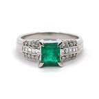 エメラルド リング Pt900  0.94ct ダイヤモンド 0.34ct ヴィンテージ ジュエリー JEM-SN-3