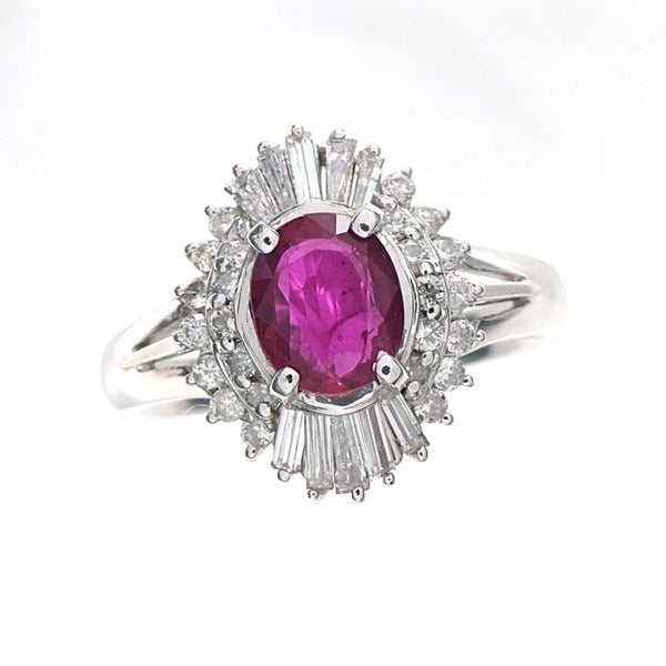 ルビー リング Pt900 1.28ct ダイヤモンド 0.56ct ヴィンテージ ジュエリー JEM-SN-4