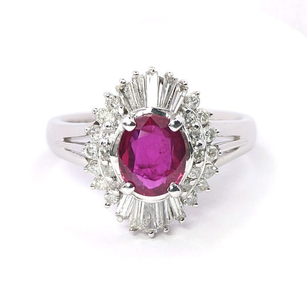ルビー リング Pt900 1.28ct ダイヤモンド 0.56ct ヴィンテージ ジュエリー JEM-SN-4