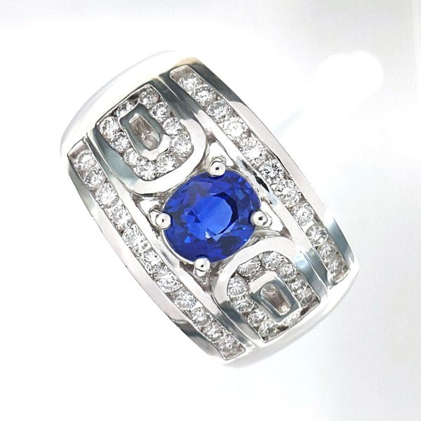 サファイア リング Pt900 1.17ct ダイヤモンド 0.72ct ヴィンテージ ジュエリー JEM-SN-7