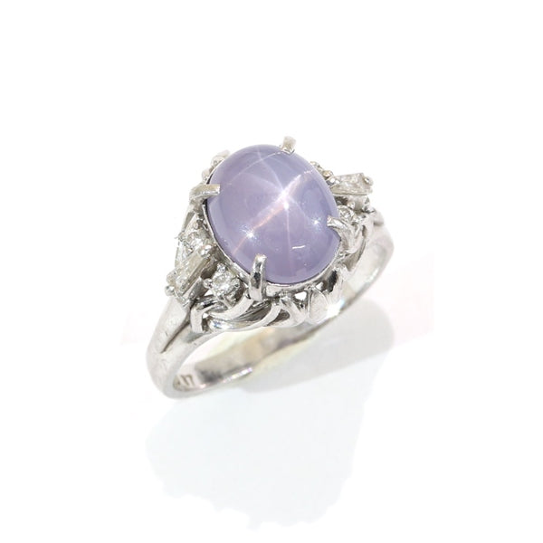 星光蓝宝石戒指 铂金 复古珠宝 JEM00068