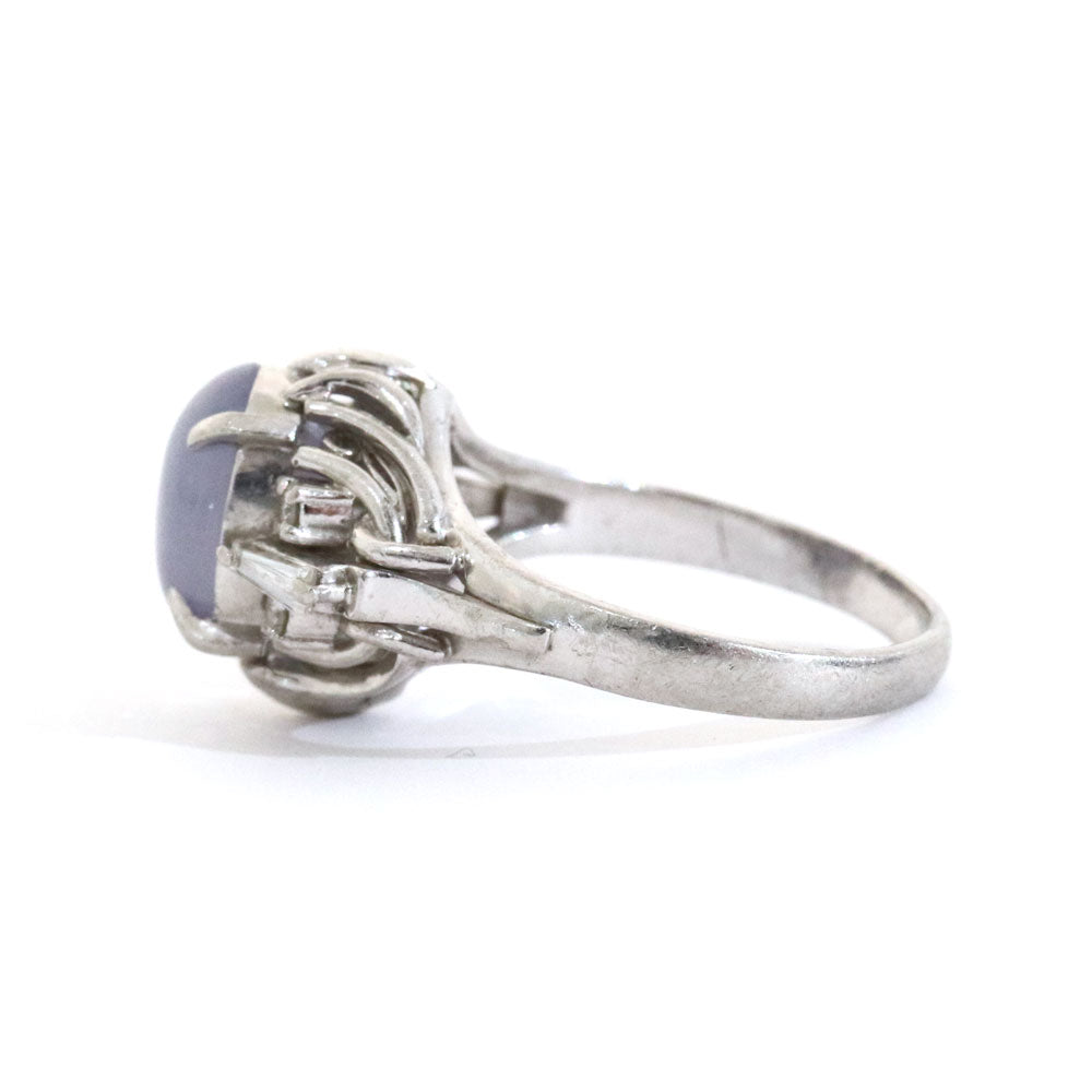 プラチナ900 リング 指輪 レディース 10号 スターサファイア ヴィンテージ ジュエリー jem00068