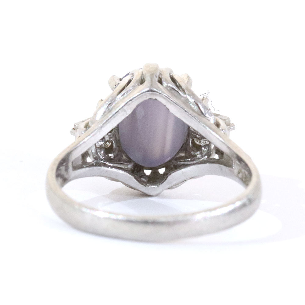 プラチナ900 リング 指輪 レディース 10号 スターサファイア ヴィンテージ ジュエリー jem00068