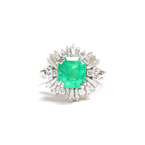 エメラルド リング プラチナ ヴィンテージ ジュエリー JEM00072