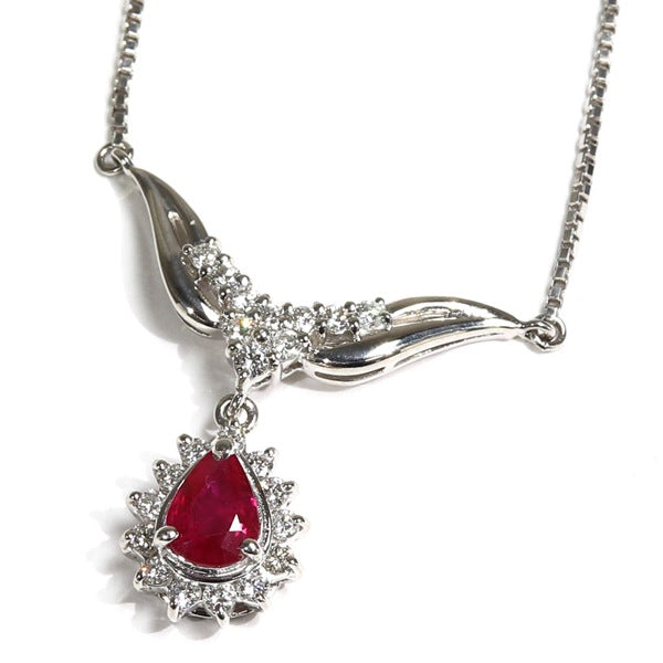 プラチナ850 ネックレス レディース ルビー ヴィンテージ ジュエリー jem00073