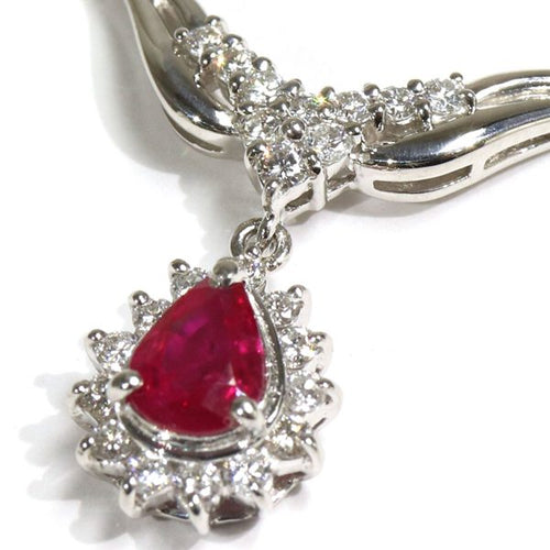 プラチナ850 ネックレス レディース ルビー ヴィンテージ ジュエリー jem00073