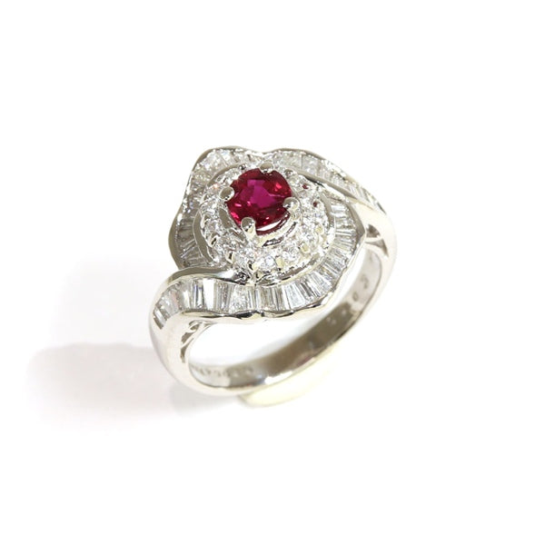 Ruby Ring Platinum Vintage Jewelry JEM00074
