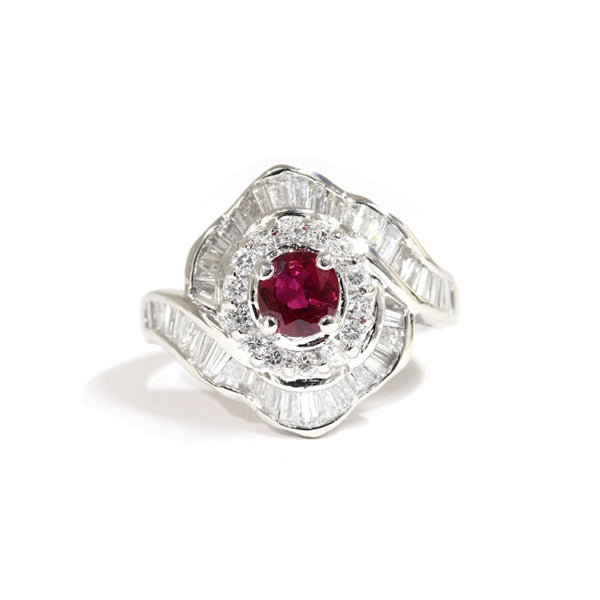 Ruby Ring Platinum Vintage Jewelry JEM00074