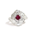 Ruby Ring Platinum Vintage Jewelry JEM00074