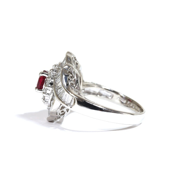 Ruby Ring Platinum Vintage Jewelry JEM00074
