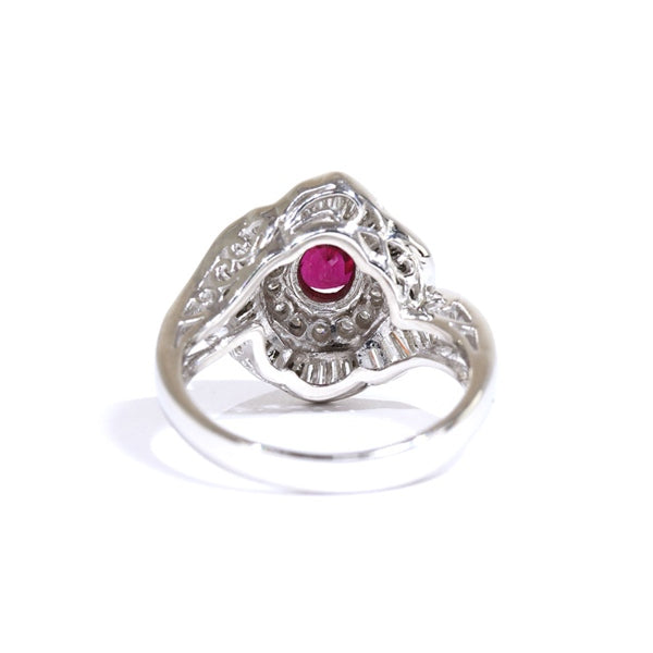 Ruby Ring Platinum Vintage Jewelry JEM00074