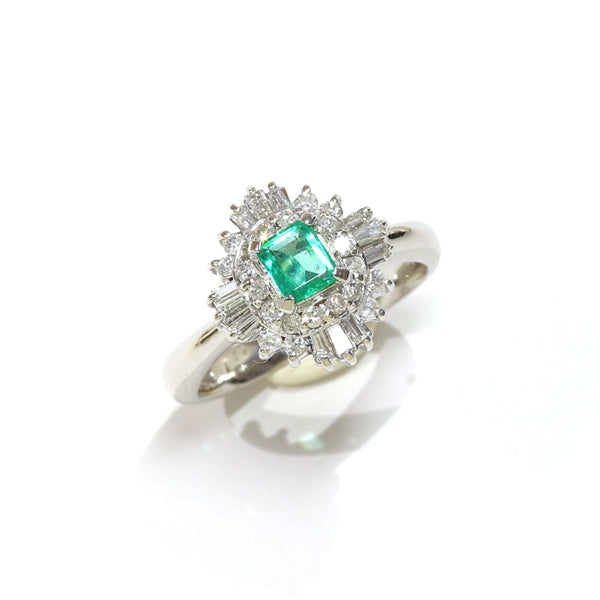 Emerald Ring Platinum Vintage Jewelry JEM00077