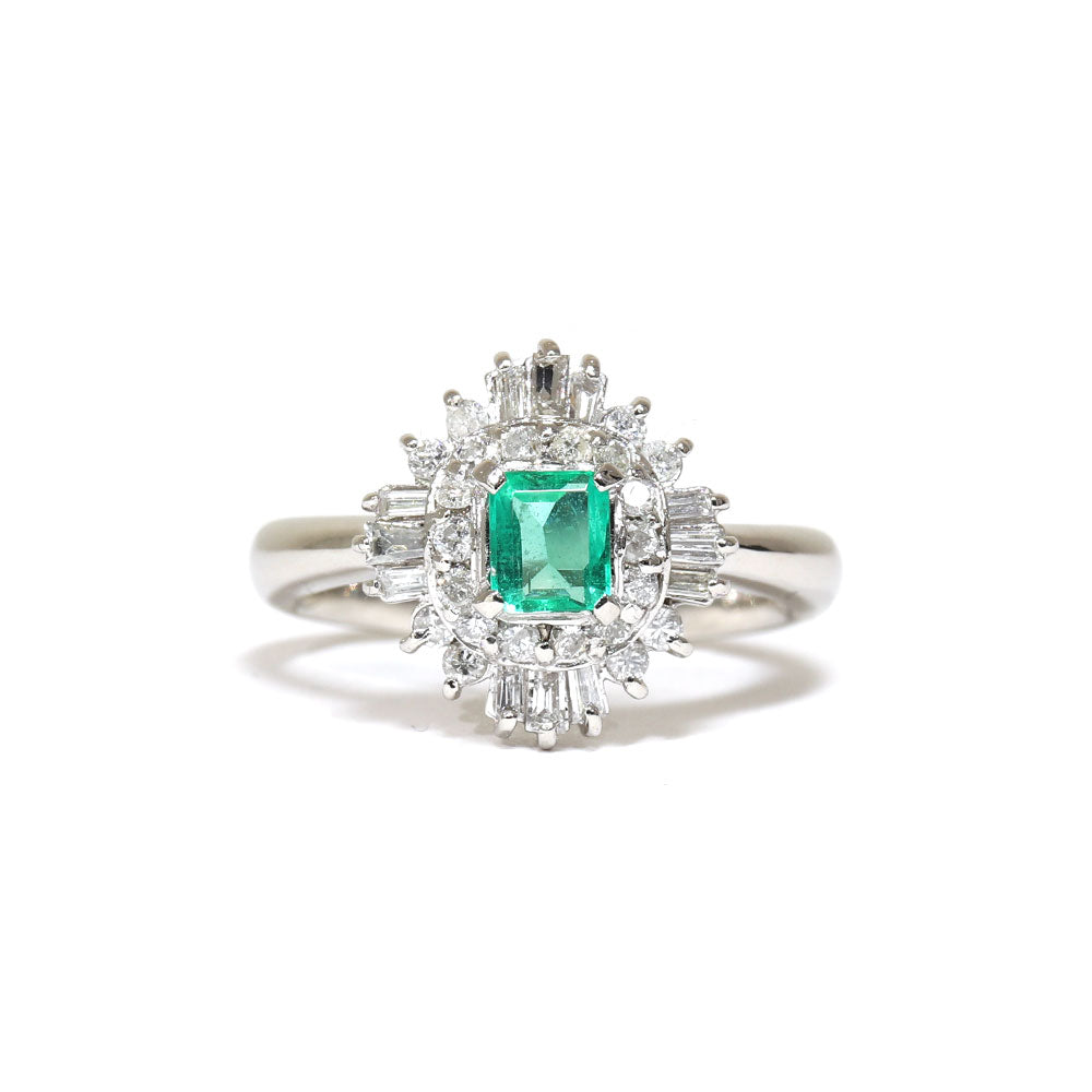 エメラルド リング プラチナ ヴィンテージ ジュエリー JEM00077