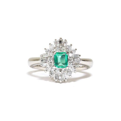 エメラルド リング プラチナ ヴィンテージ ジュエリー JEM00077