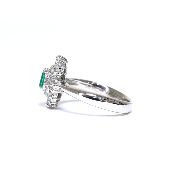 Emerald Ring Platinum Vintage Jewelry JEM00077