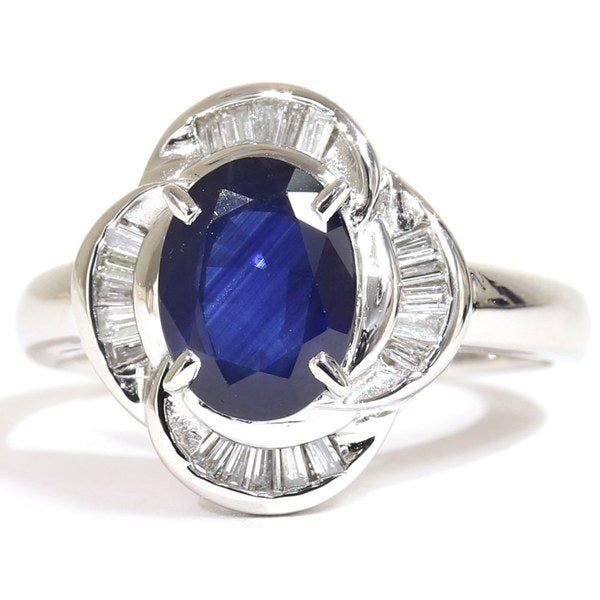 プラチナ900 リング 指輪 レディース 11号 サファイア ヴィンテージ ジュエリー jem00079