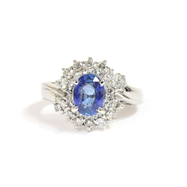 Sapphire Ring Platinum Vintage Jewelry JEM00083